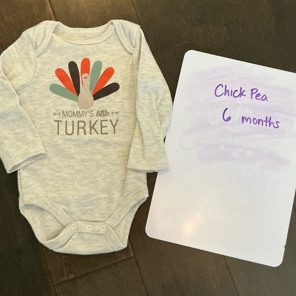 Chick Pea Gray Turkey Print Baby Onesie - Picture 1 of 3